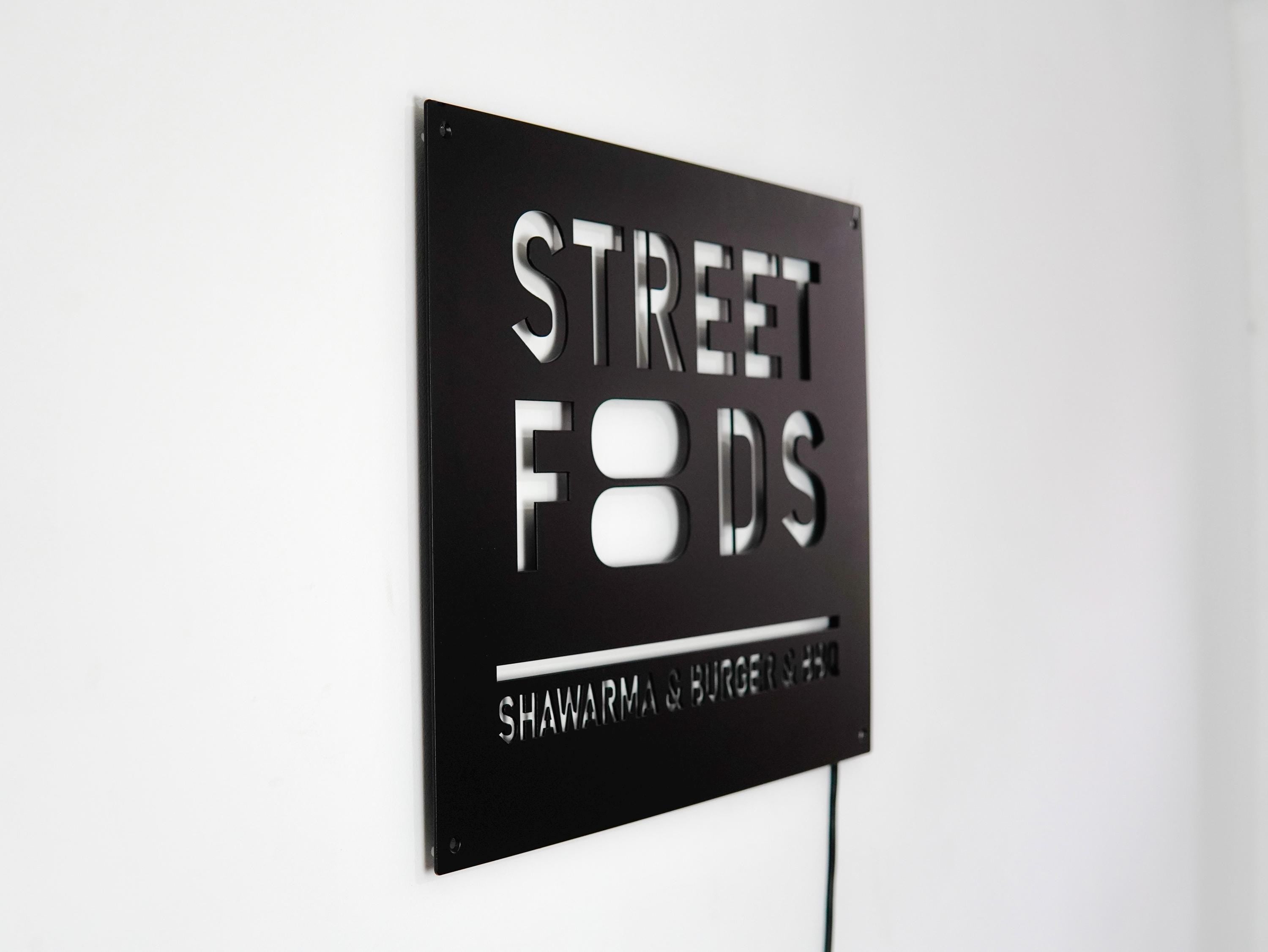 Street Food Custom LED signage made from metal in a rectangular shape — 7