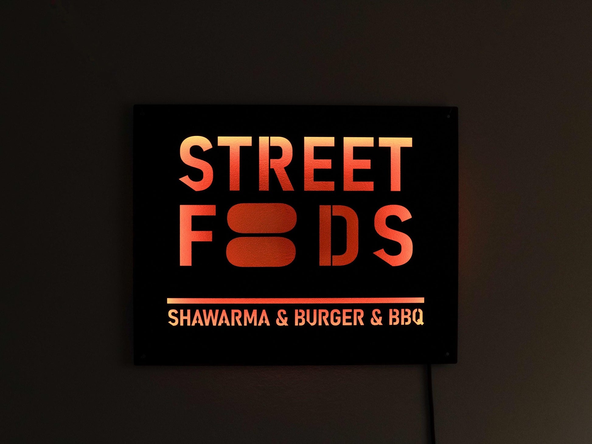 Street Food Custom LED signage made from metal in a rectangular shape — 4