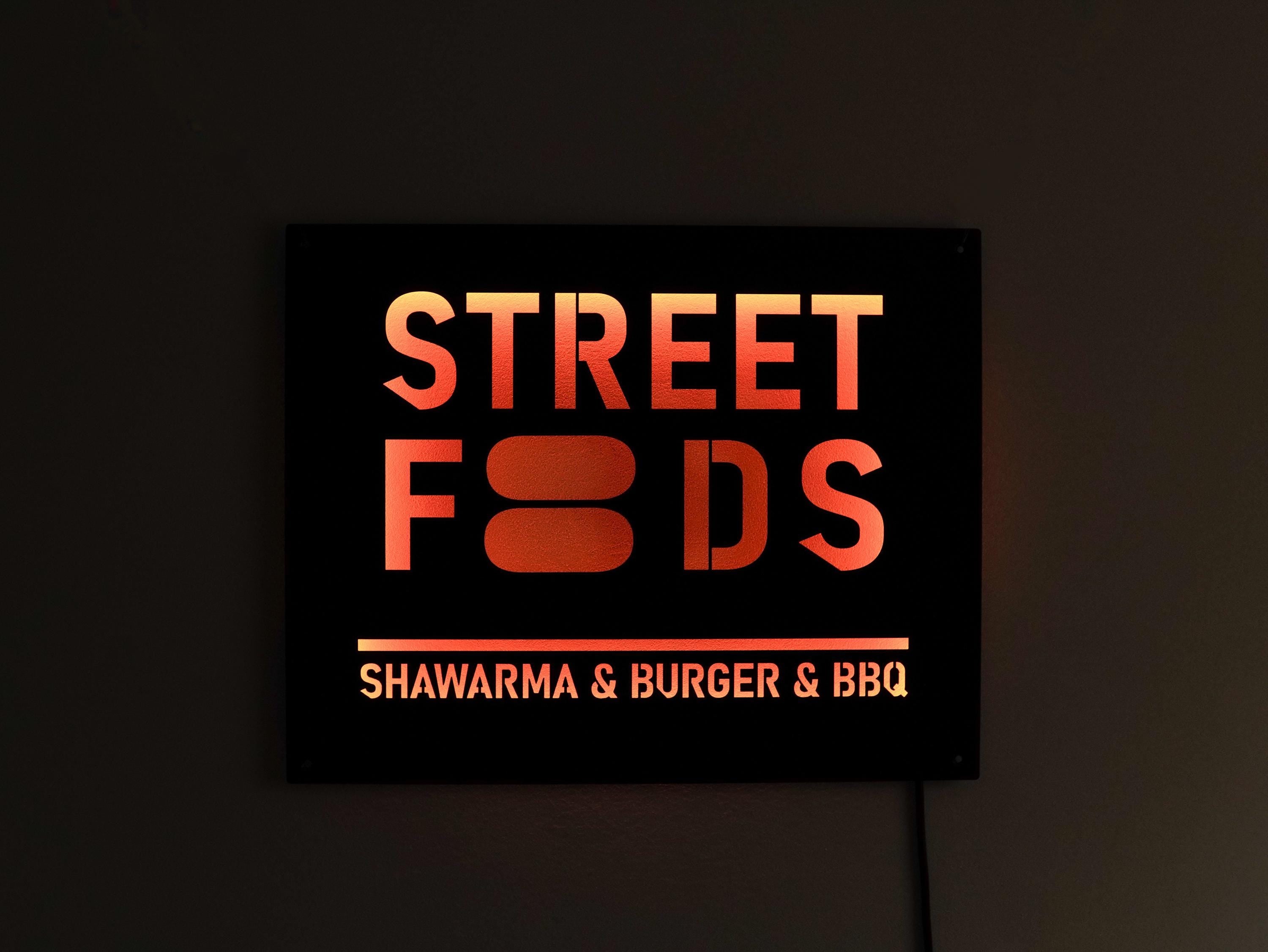 Street Food Custom LED signage made from metal in a rectangular shape — 4