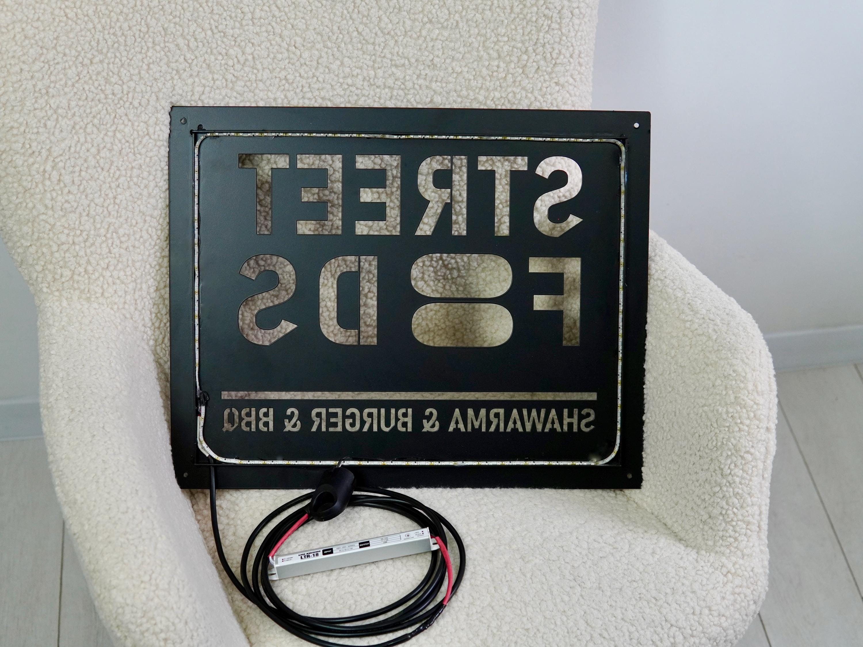 Street Food Custom LED signage made from metal in a rectangular shape — 9