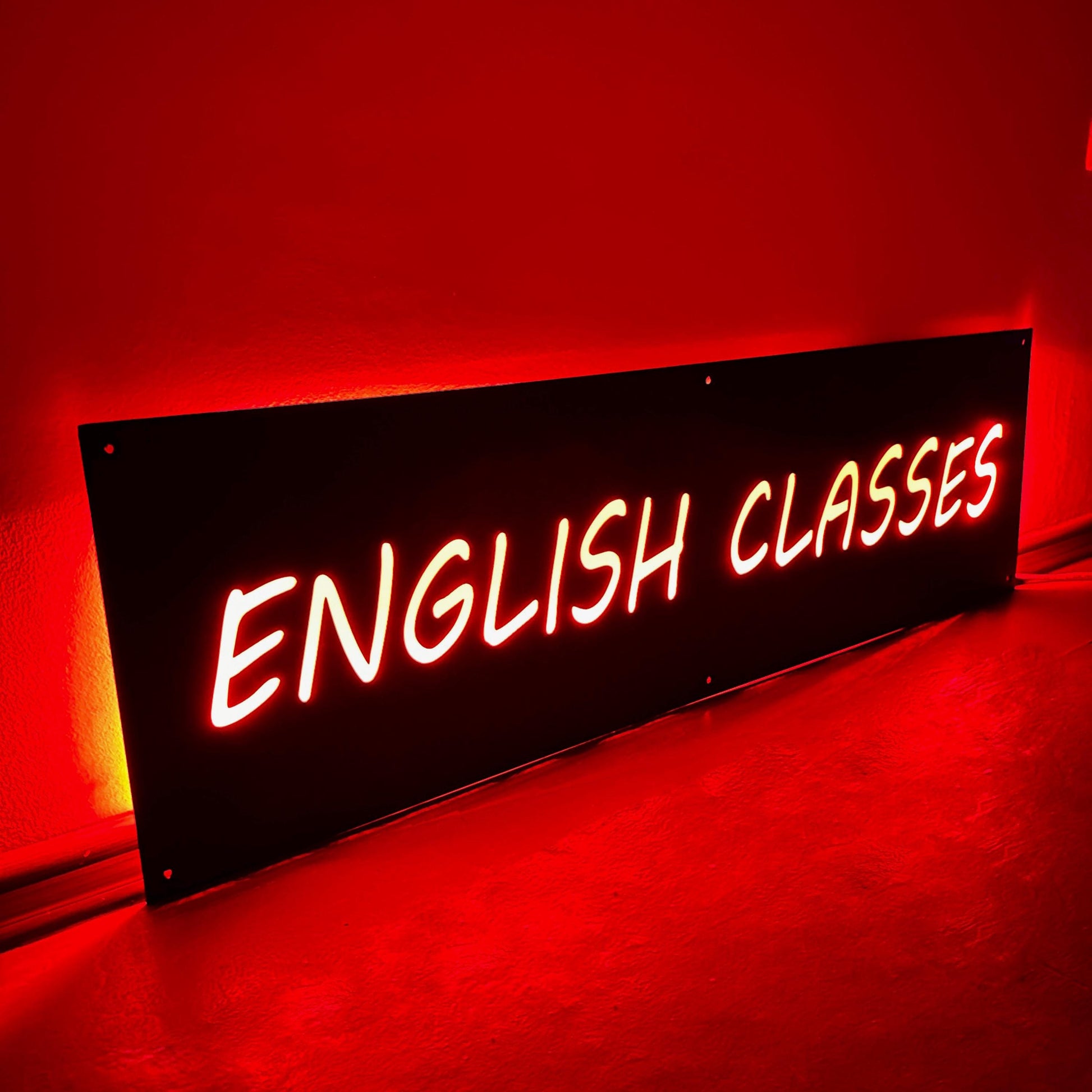 Rectangular-shaped custom logo signage for educational classes made of