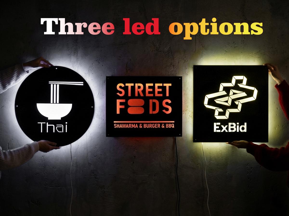 Custom designed LED signage made from metal in a rectangular shape — 5