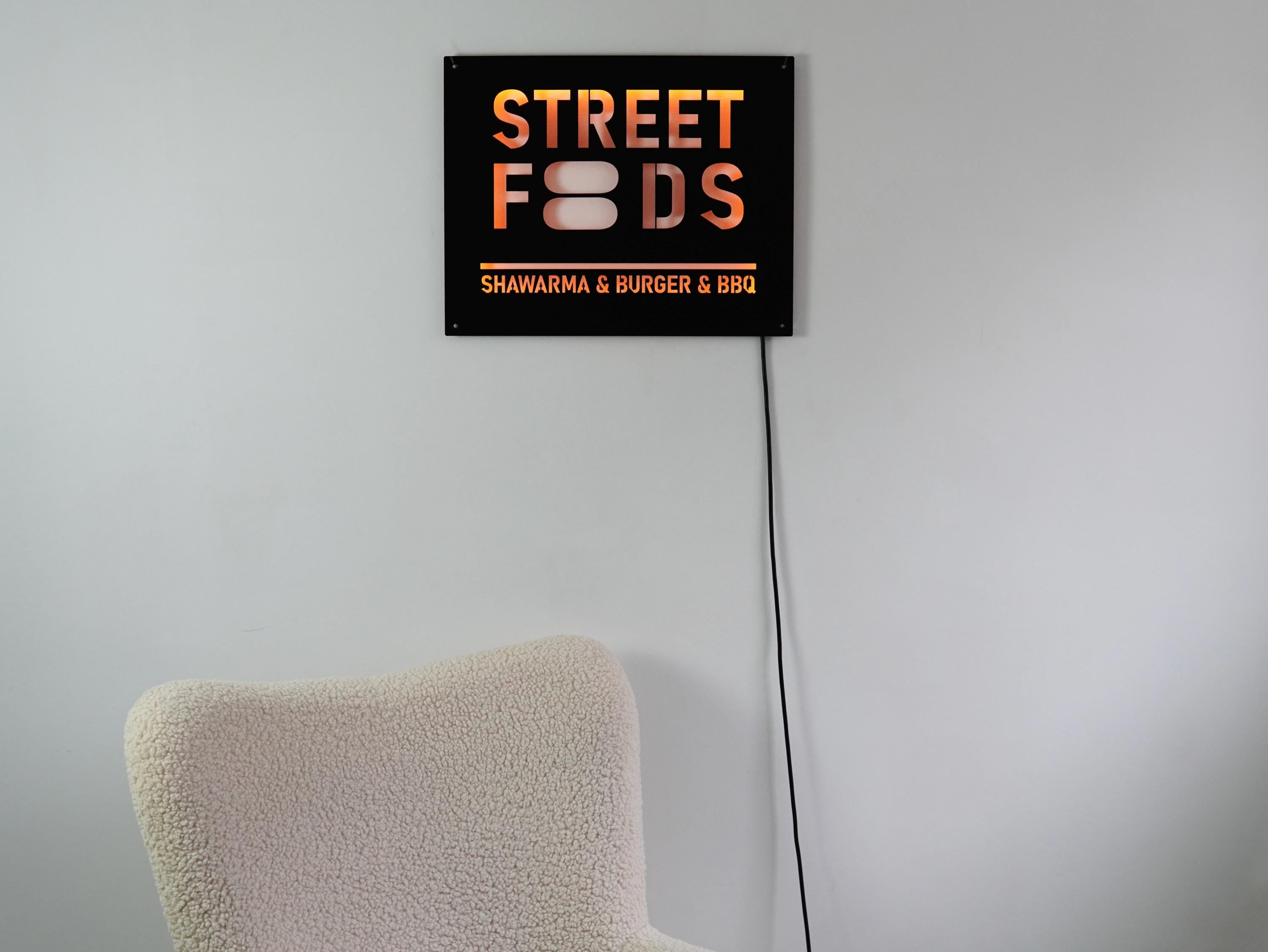 Street Food Custom LED signage made from metal in a rectangular shape — 2