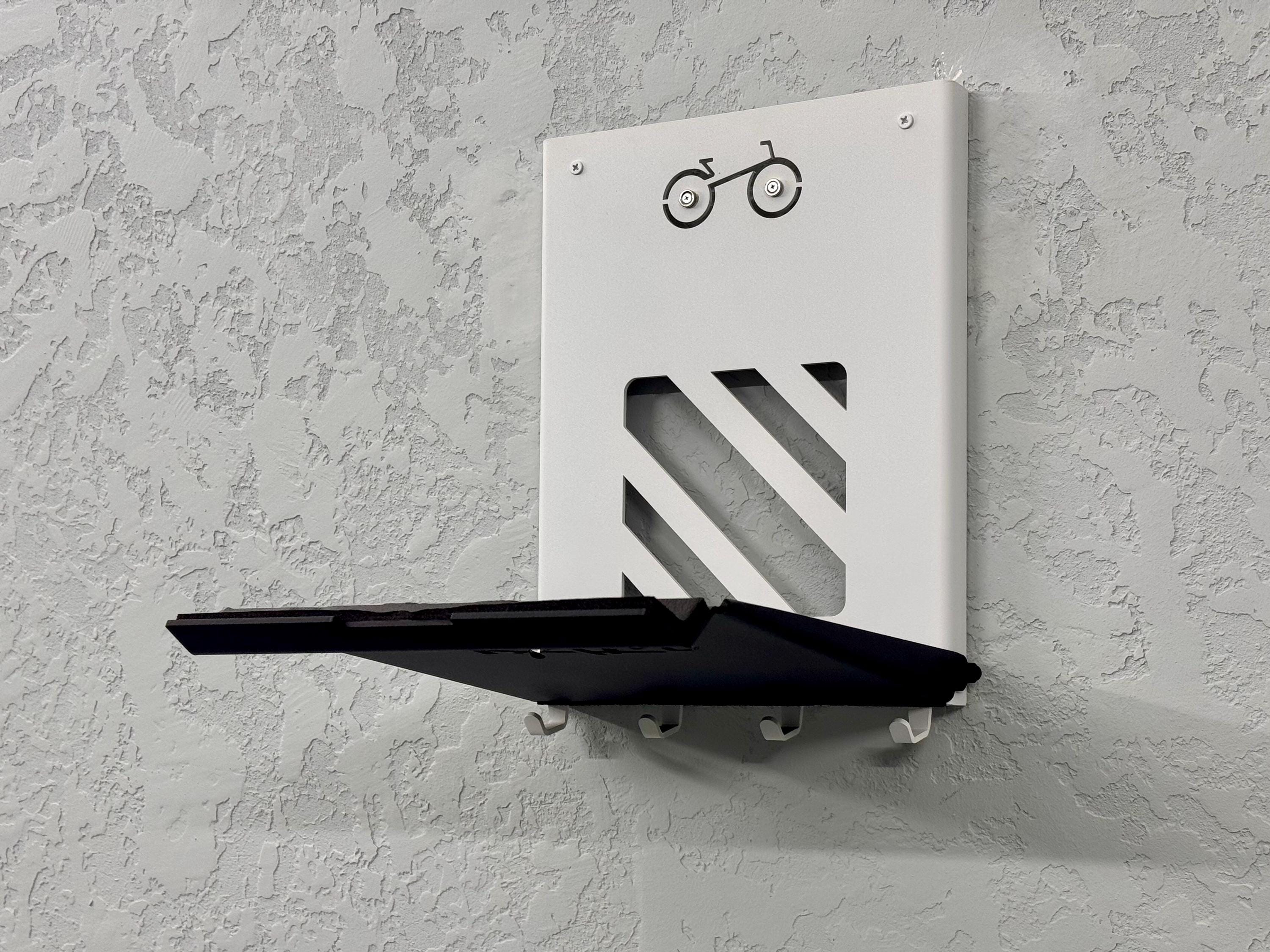 Foldable Steel Wall Mount For Bike with Shelf and Hooks — 4
