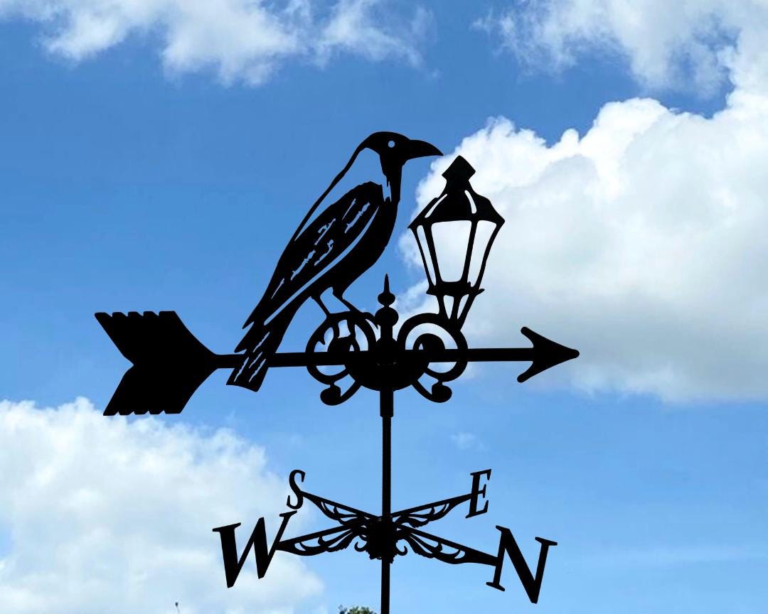 Metal Raven Lantern Weathervane