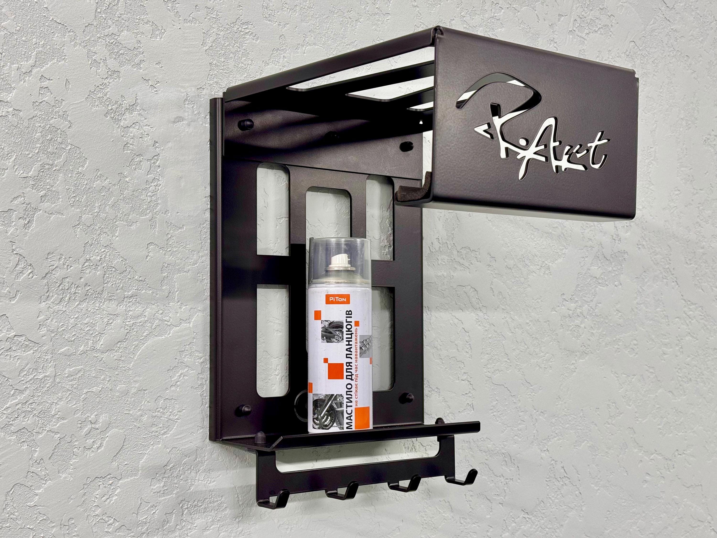 Steel Bicycle Wall Mount with Shelf and Hooks — 4