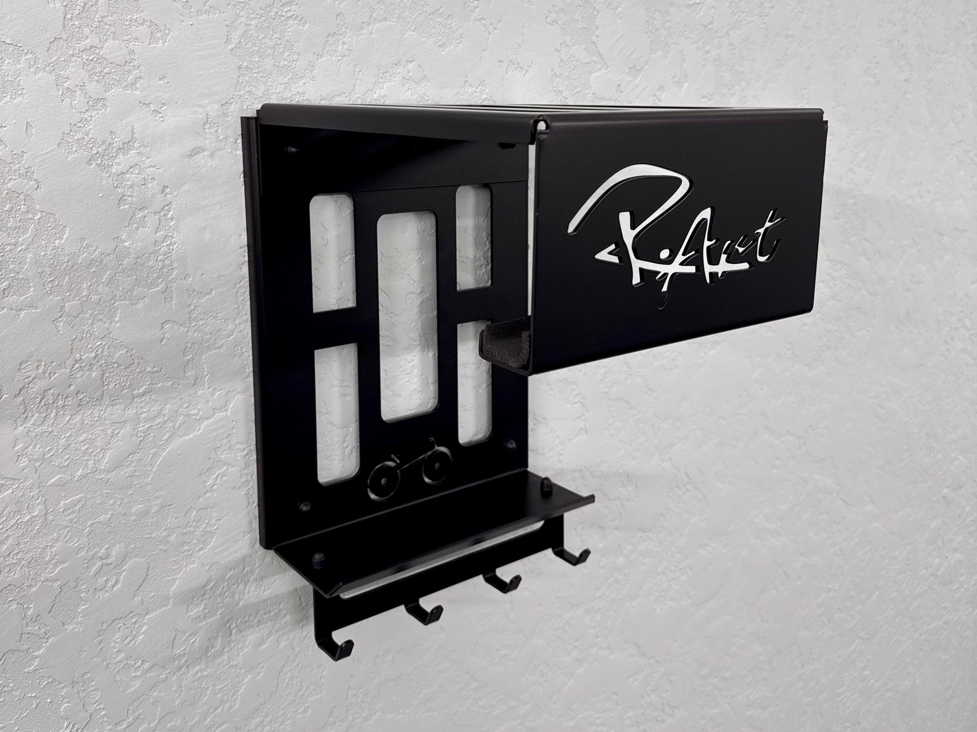 Steel Bicycle Wall Mount with Shelf and Hooks — 8
