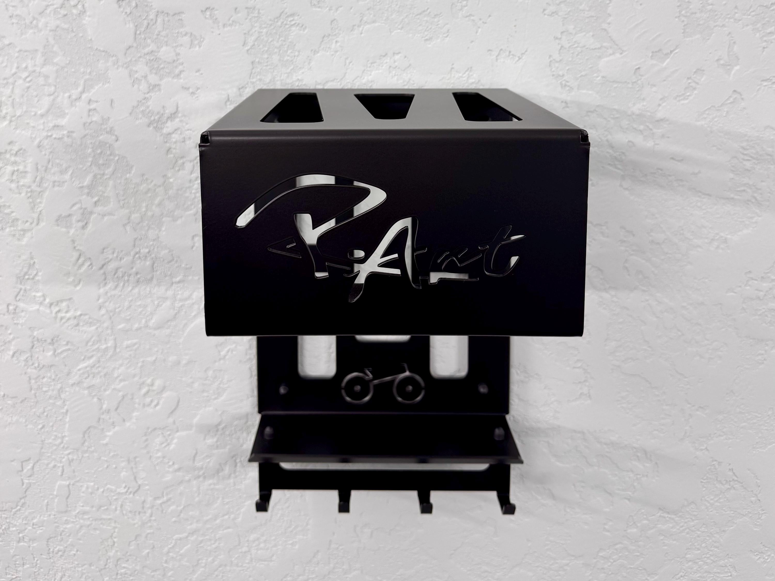 Steel Bicycle Wall Mount with Shelf and Hooks — 5