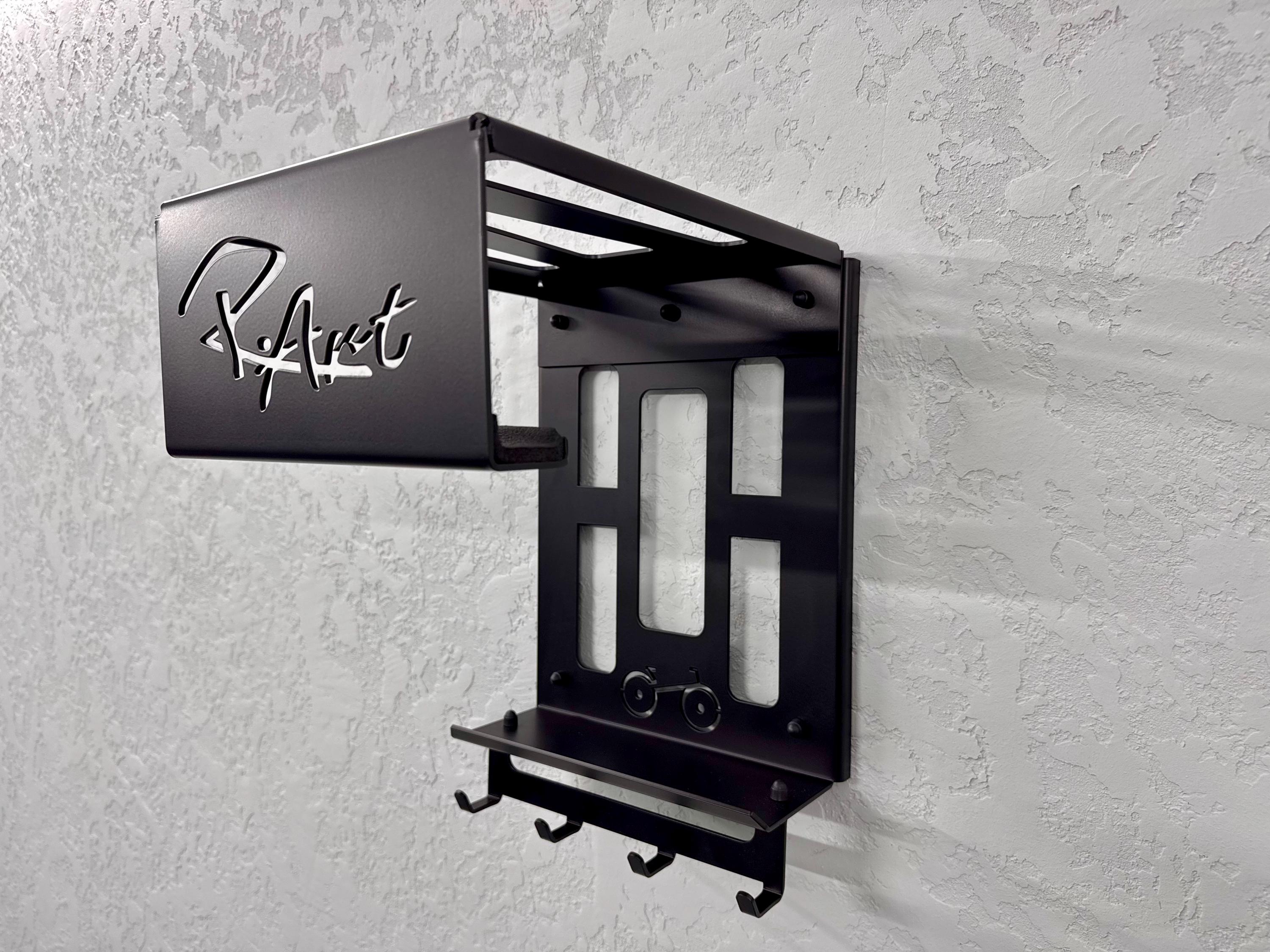 Steel Bicycle Wall Mount with Shelf and Hooks — 6