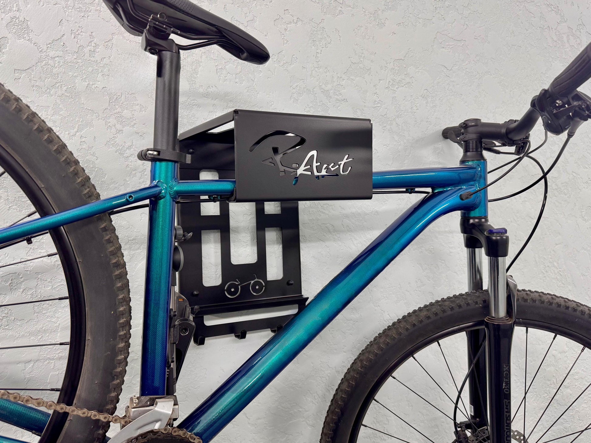 Steel Bicycle Wall Mount with Shelf and Hooks — 2