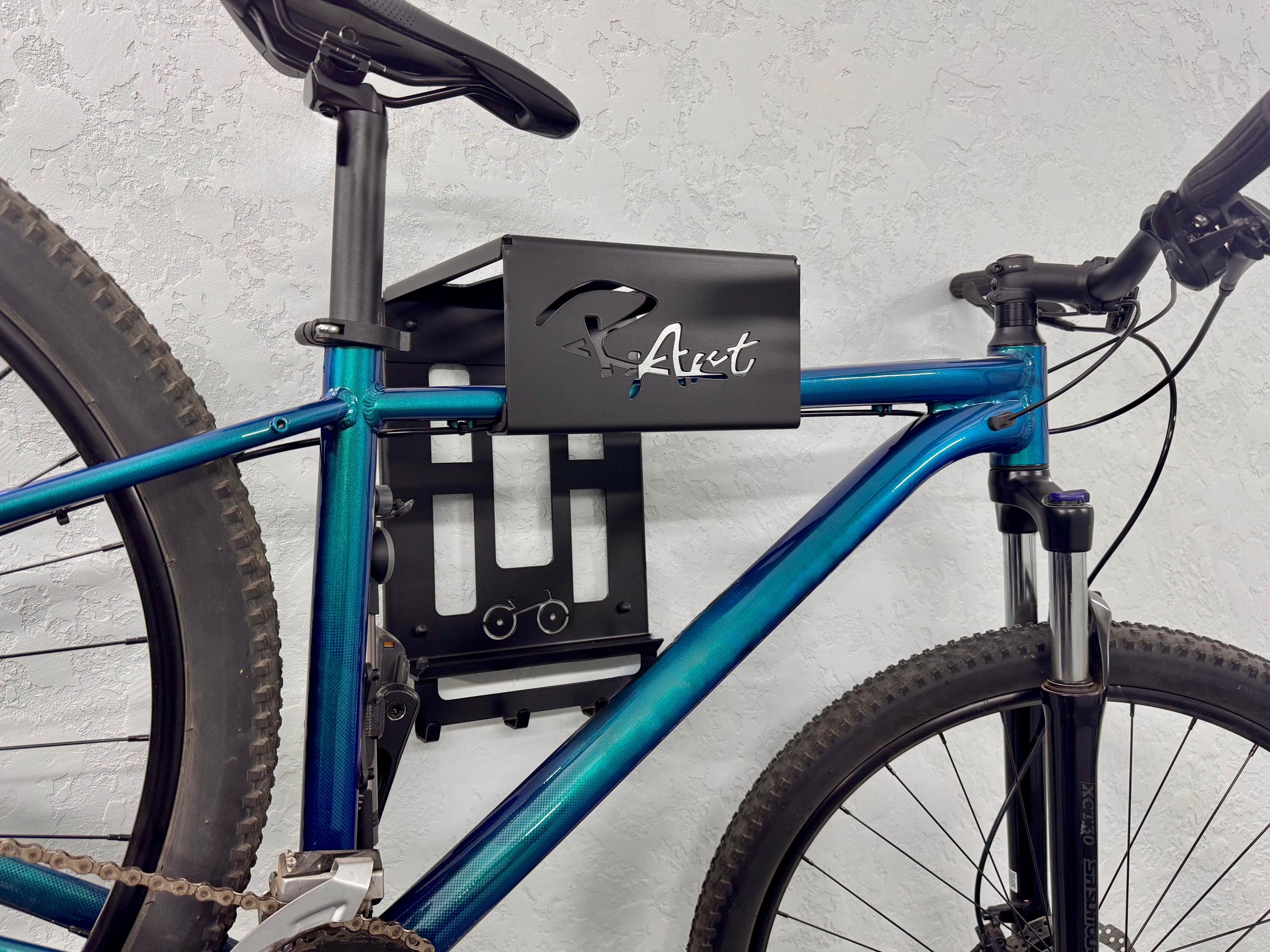 Steel Bicycle Wall Mount with Shelf and Hooks — 2