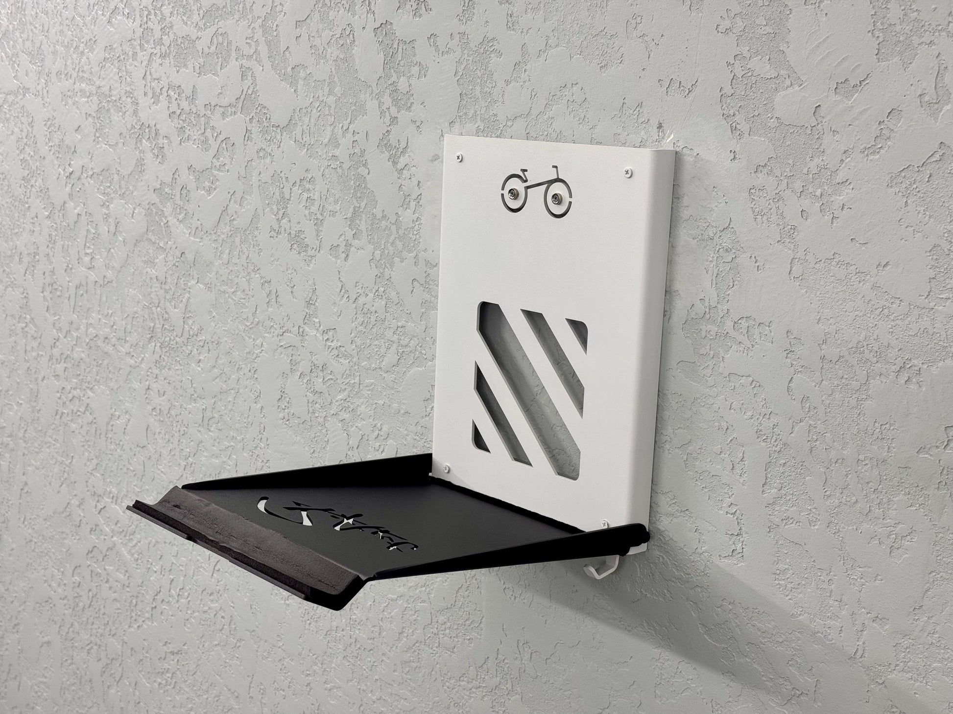 Foldable Steel Wall Mount For Bike with Shelf and Hooks — 6