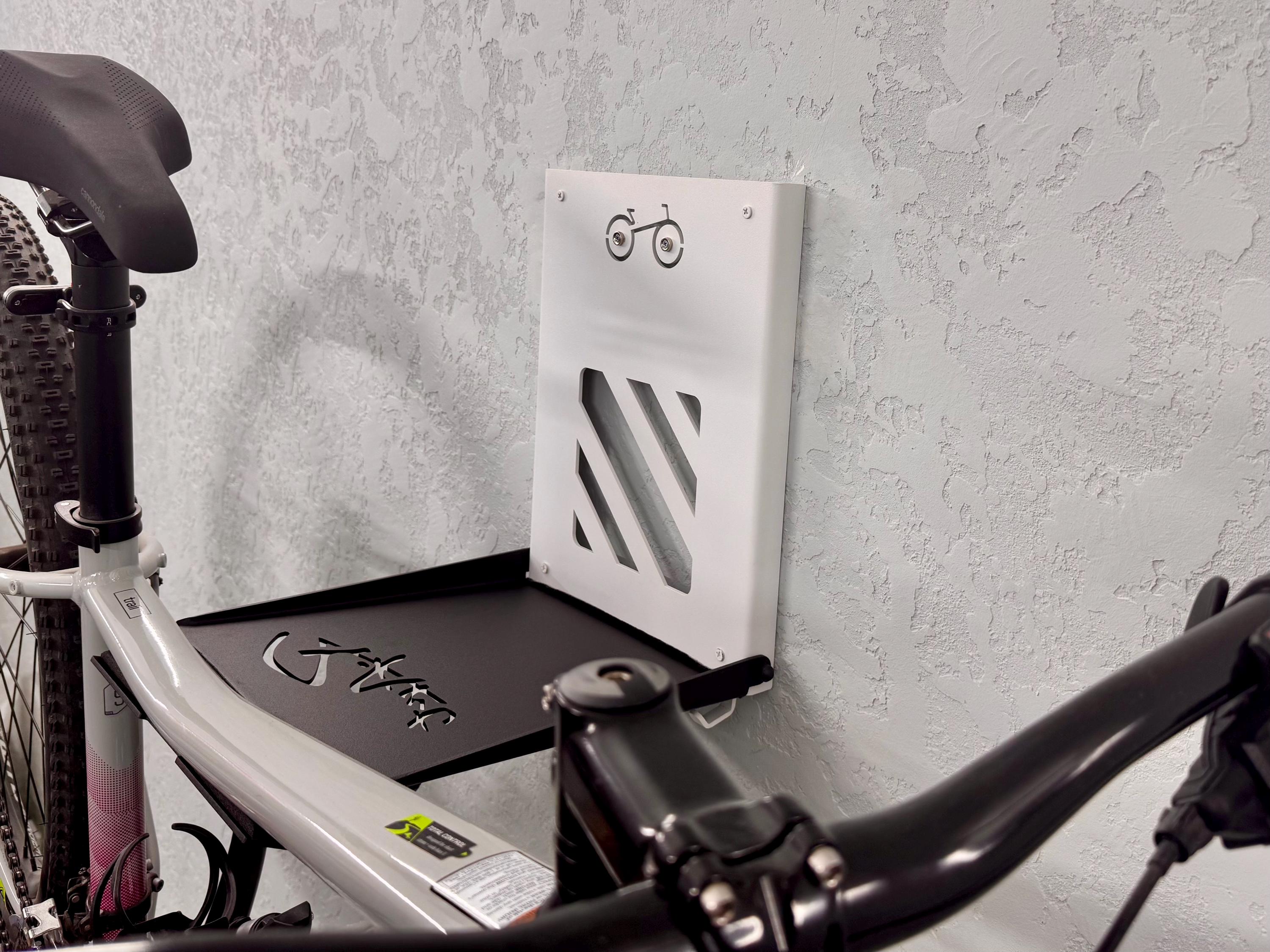 Foldable Steel Wall Mount For Bike with Shelf and Hooks