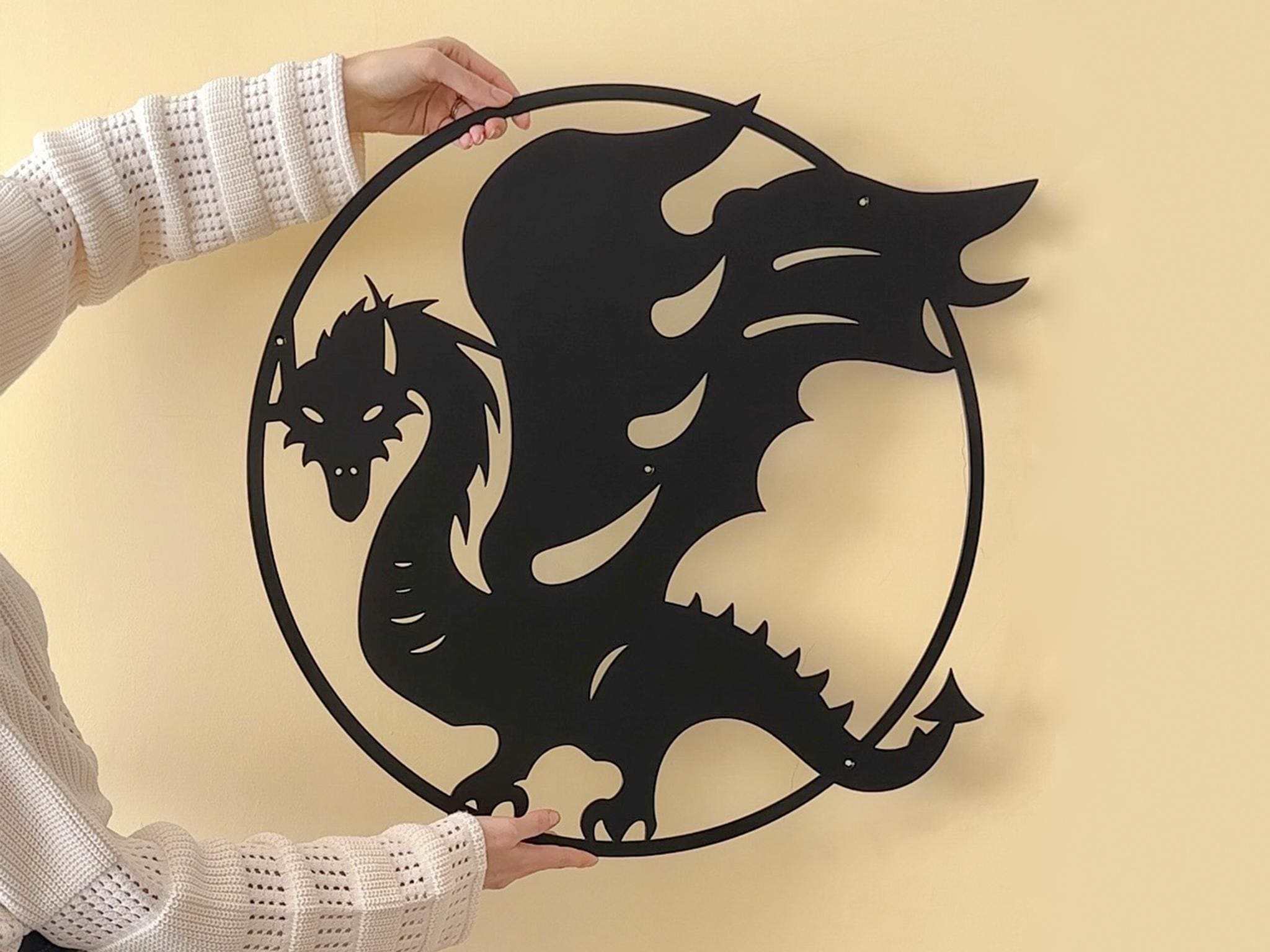 Dragon Wall Art Fantasy Flying Drake Silhouette