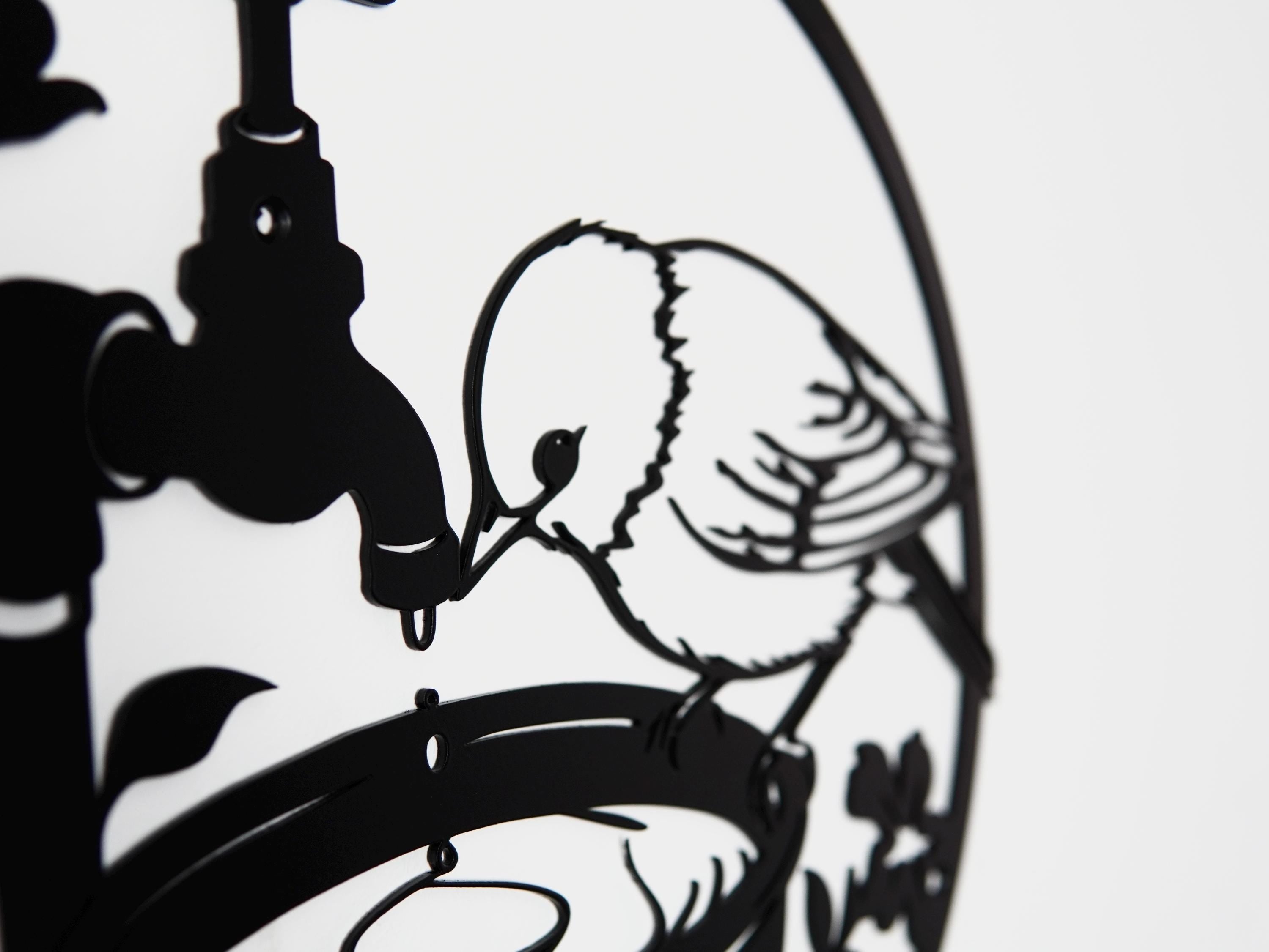 Bird Wall Art Drinking from Waterer Silhouette — 8