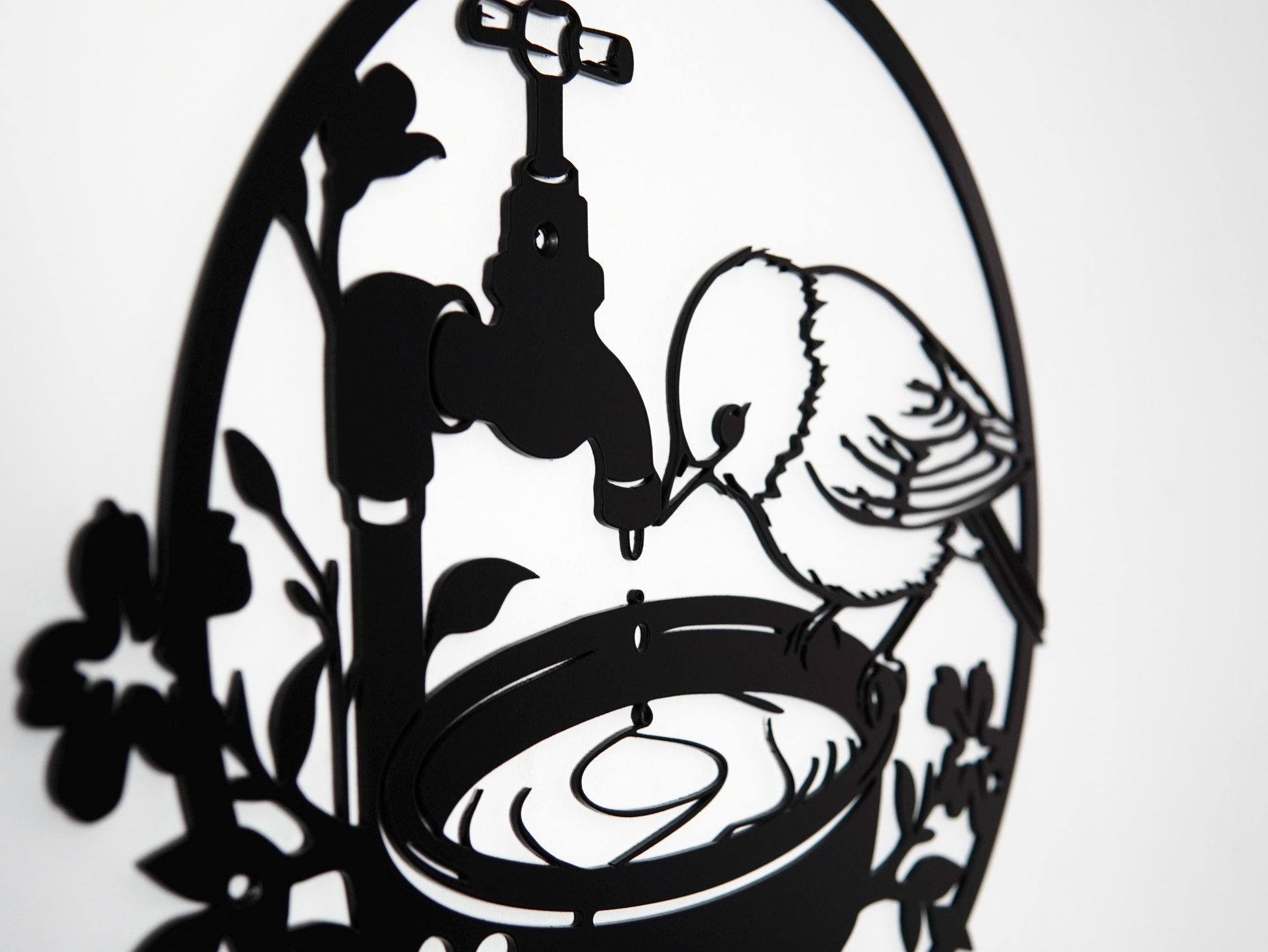 Bird Wall Art Drinking from Waterer Silhouette — 7