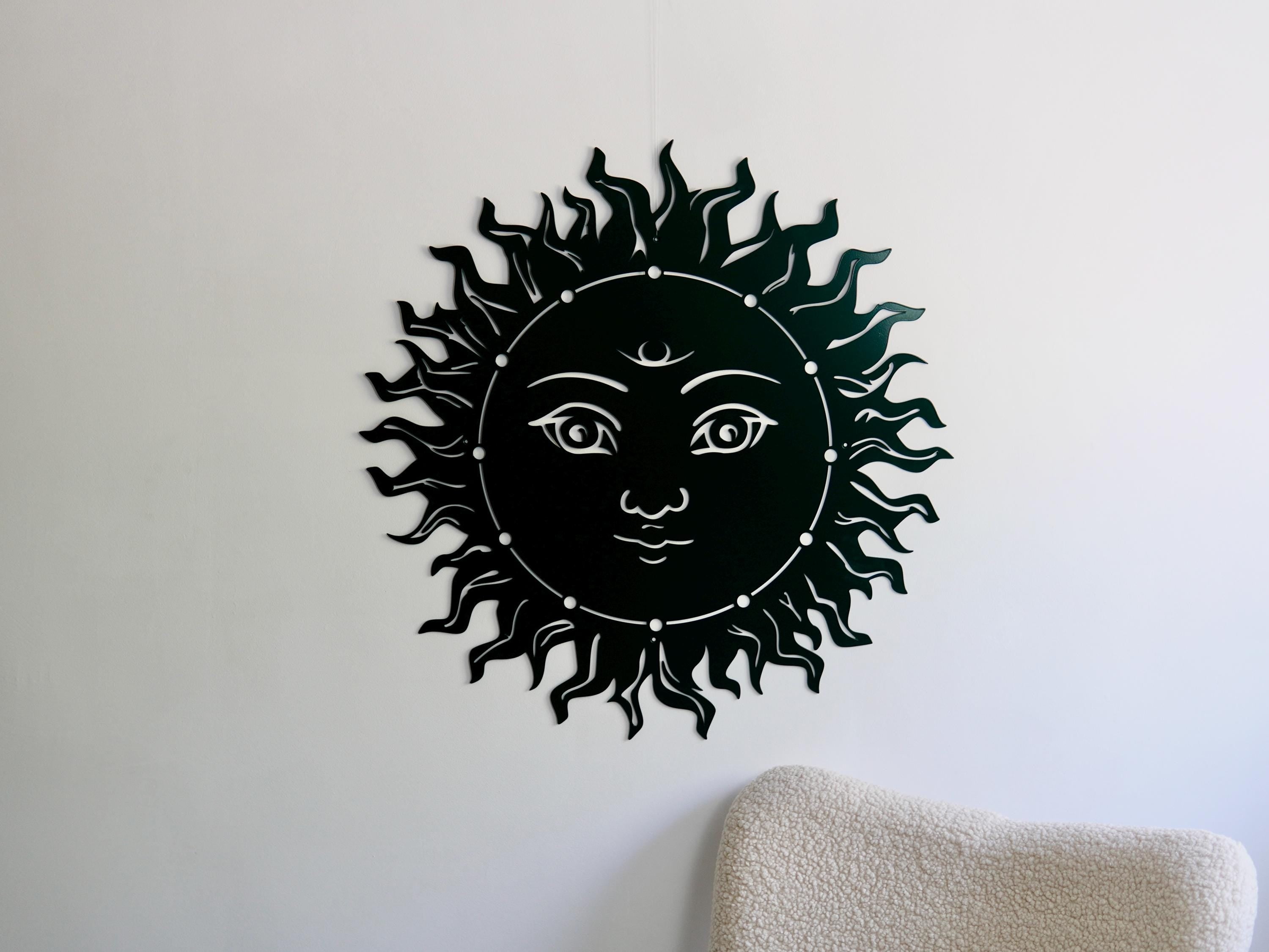 Celestial Sun Face Metal Wall Art