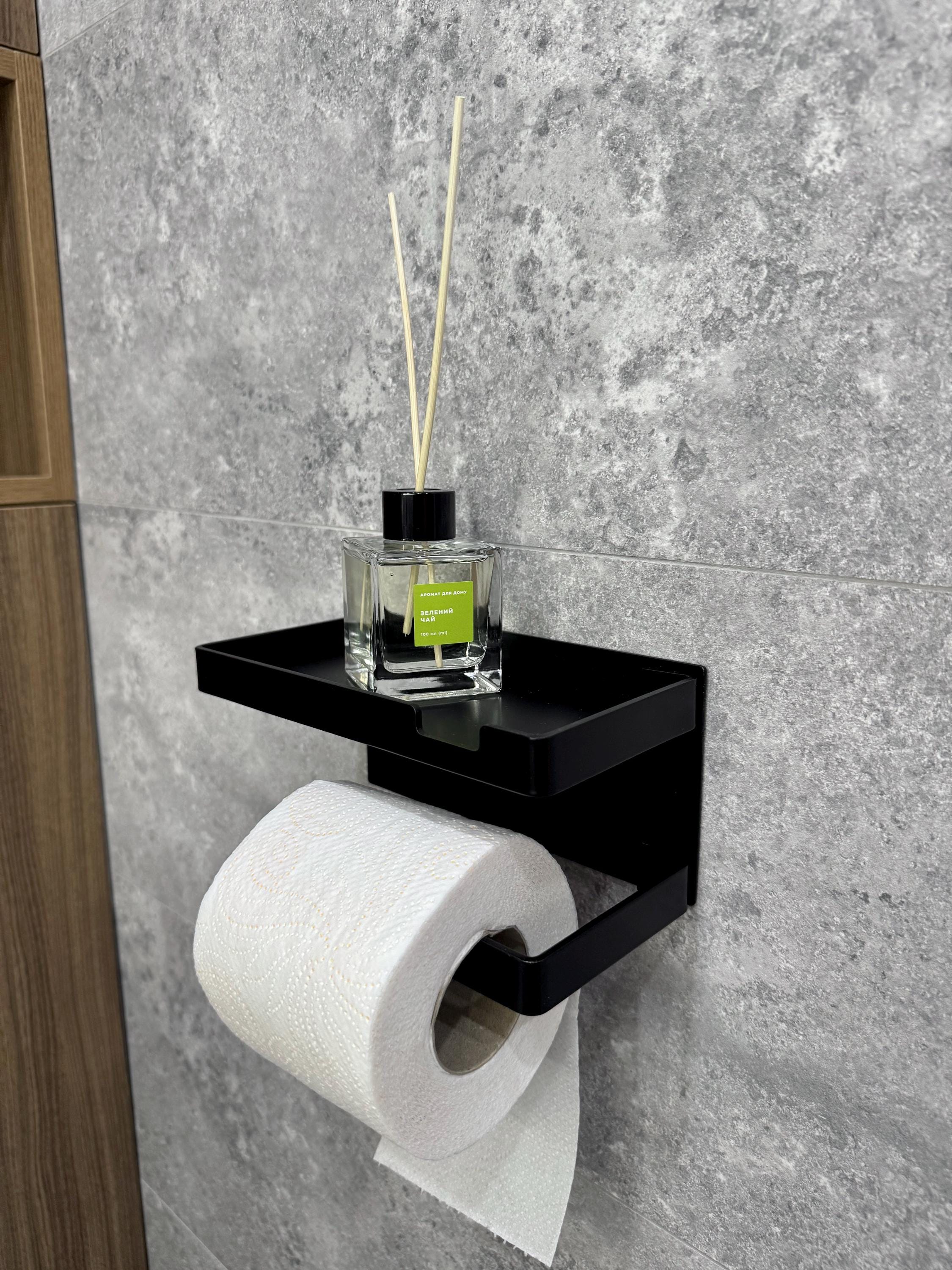 Aluminum Toilet Paper Holder with Shelf for Phone — 3