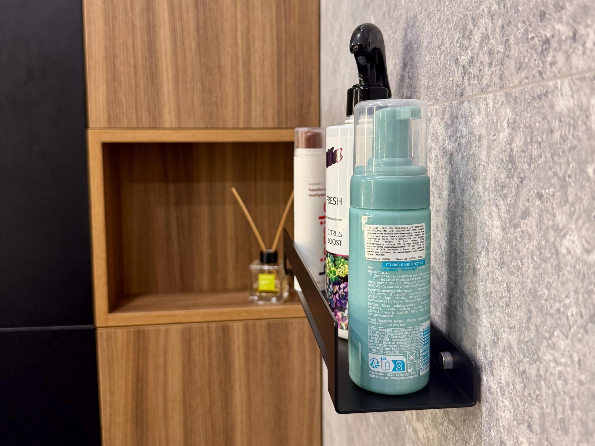 Wide Aluminum Floating Shelf for Bathroom With Towel Holder — 3