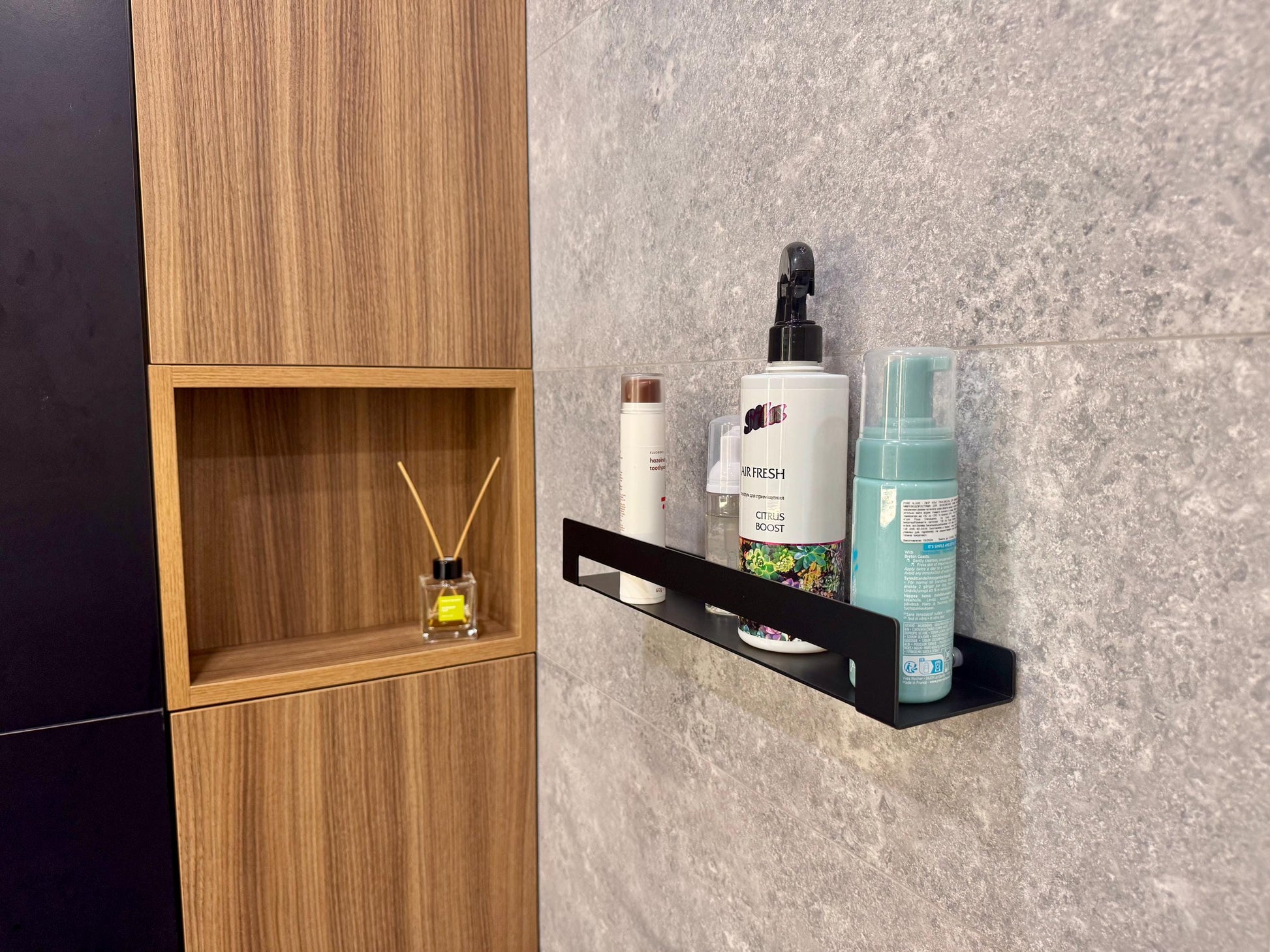 Wide Aluminum Floating Shelf for Bathroom With Towel Holder — 2