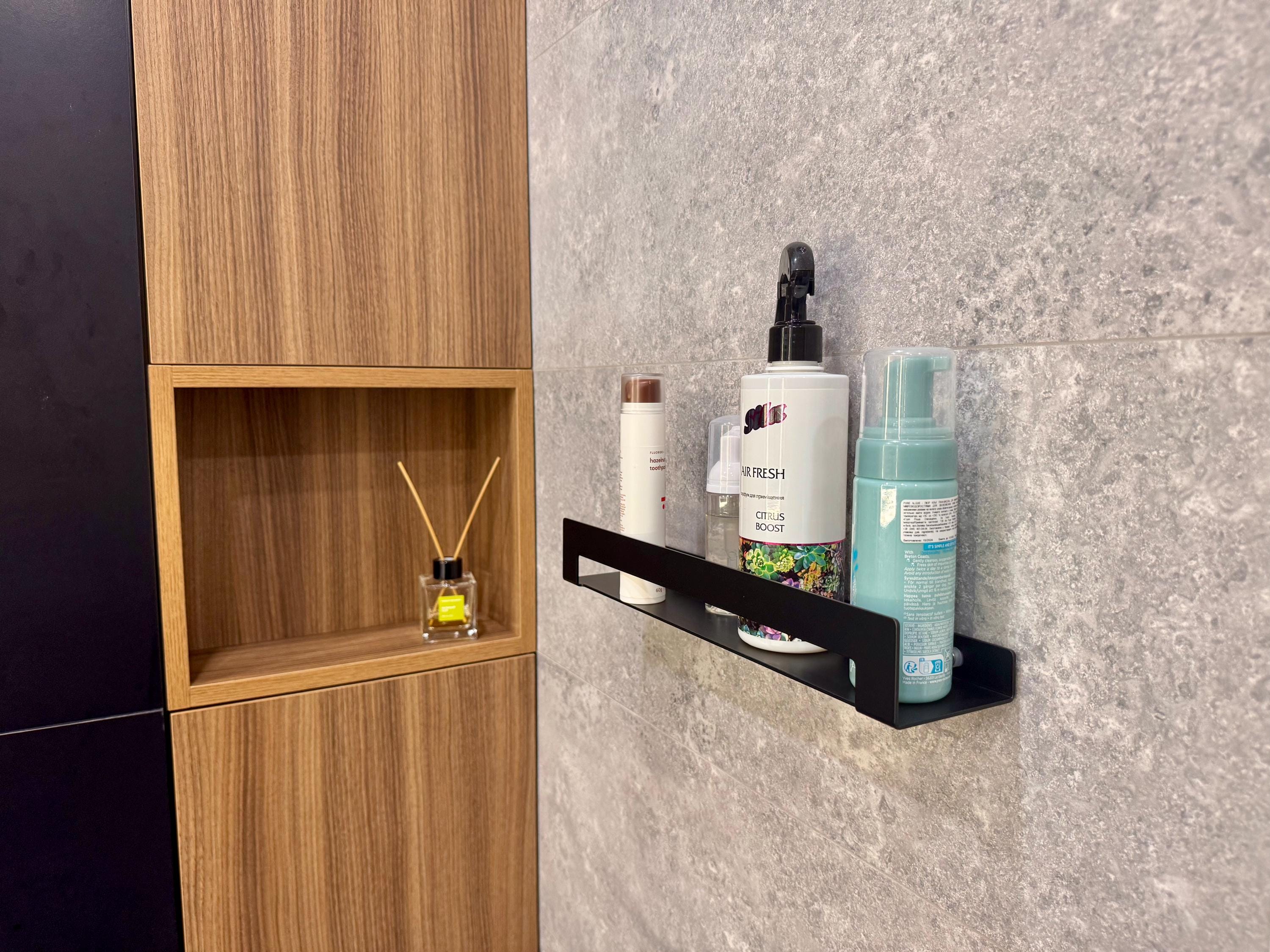 Wide Aluminum Floating Shelf for Bathroom With Towel Holder — 2