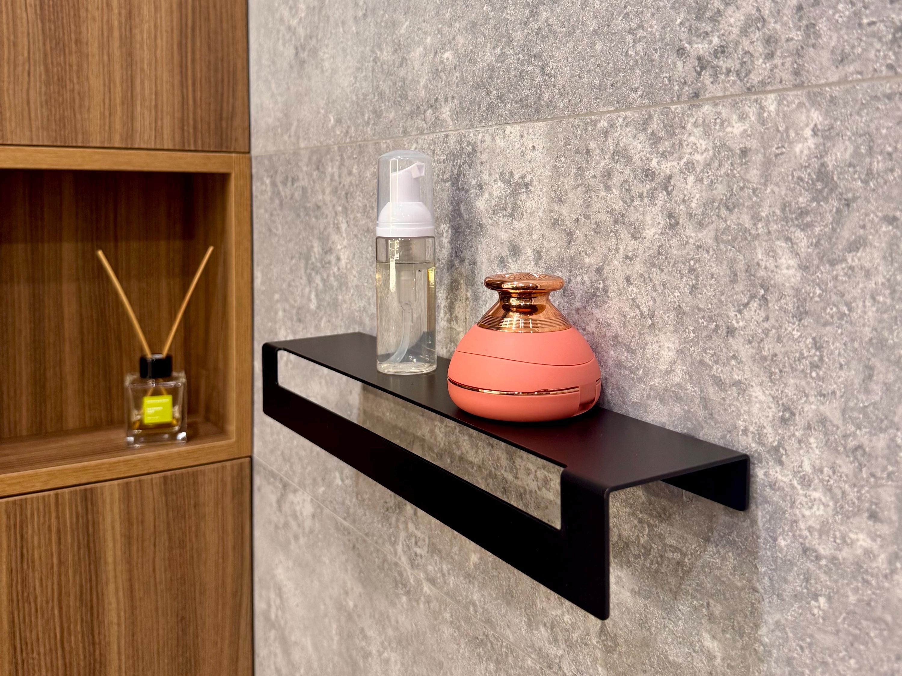 Wide Aluminum Floating Shelf for Bathroom With Towel Holder — 5