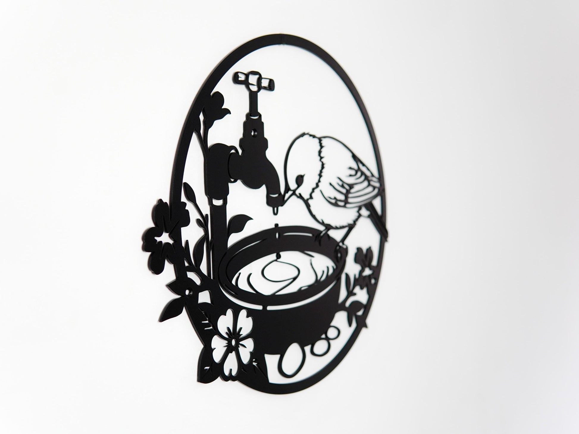 Bird Wall Art Drinking from Waterer Silhouette — 9