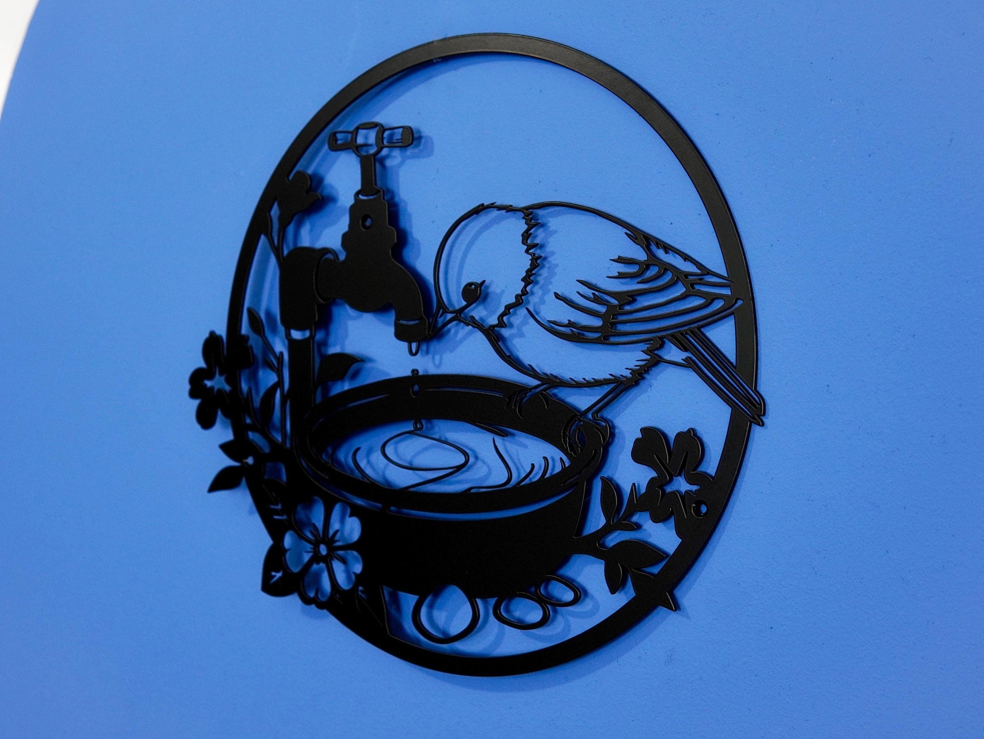 Bird Wall Art Drinking from Waterer Silhouette — 3