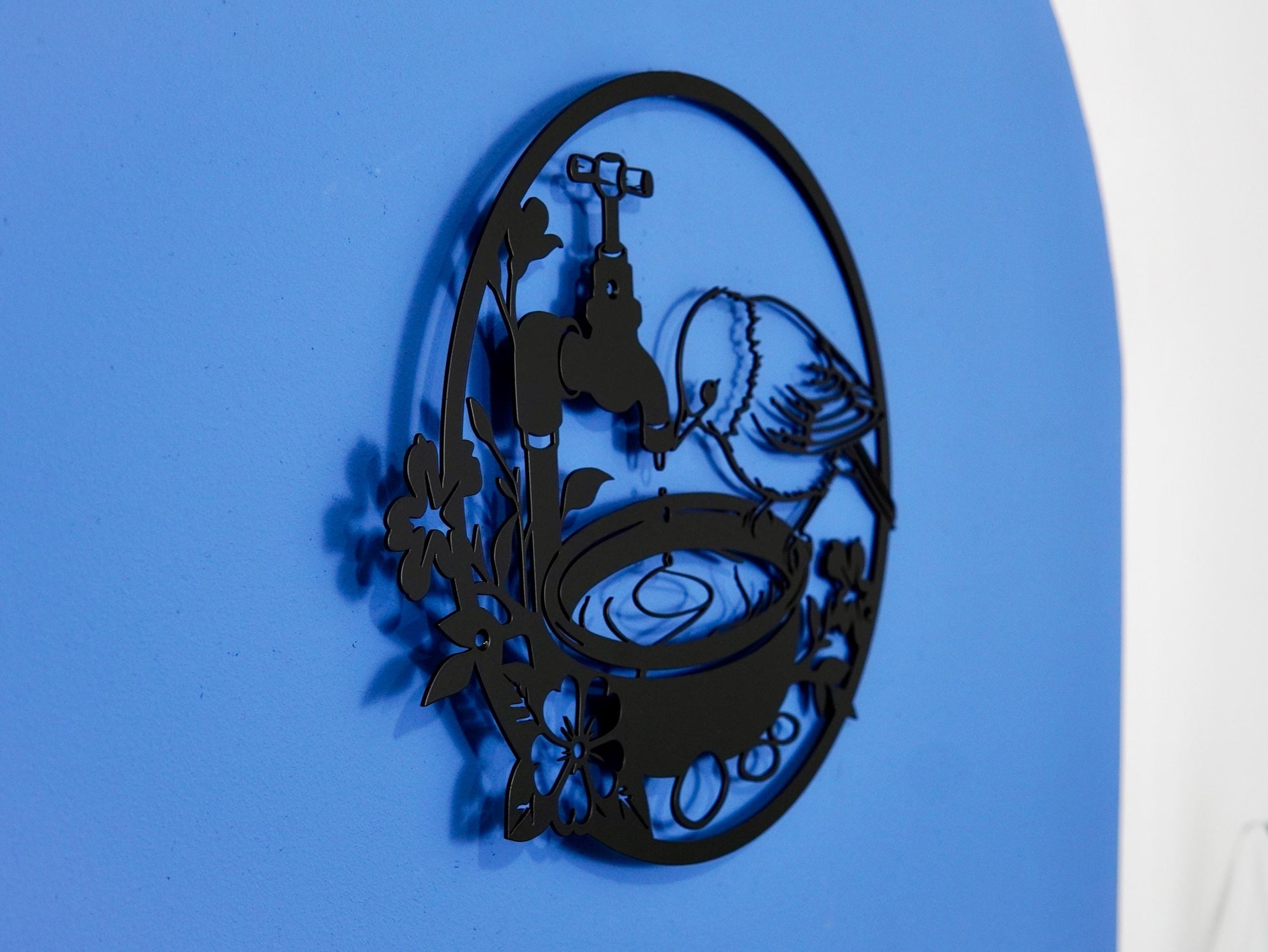 Bird Wall Art Drinking from Waterer Silhouette — 4