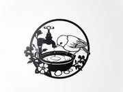 Bird Wall Art Drinking from Waterer Silhouette