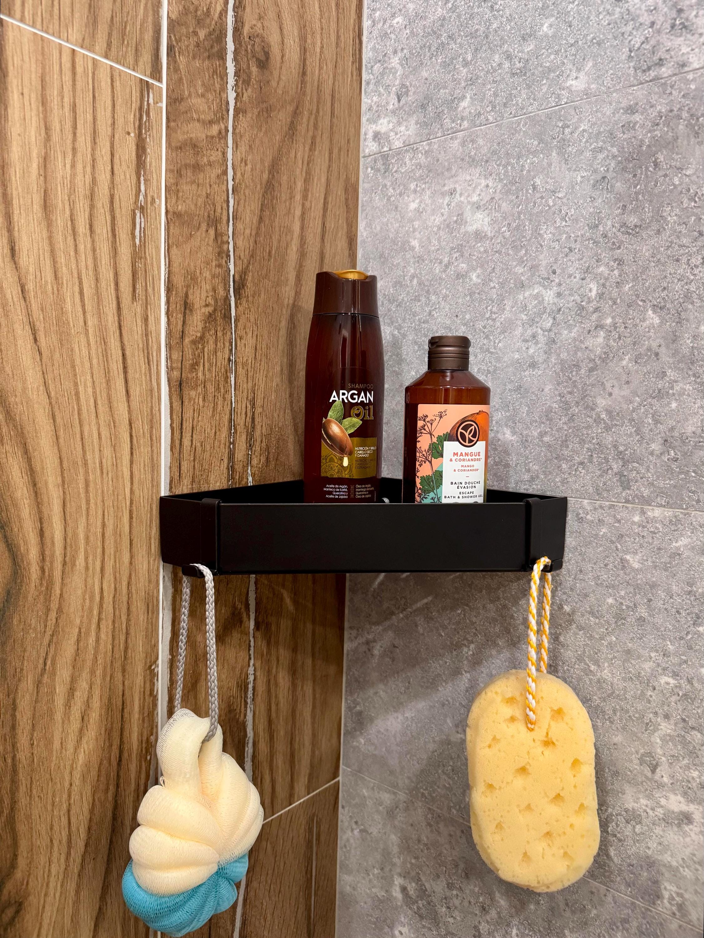 Corner Aluminum Floating Shelf for Bathroom With Towel Holder and Hook
