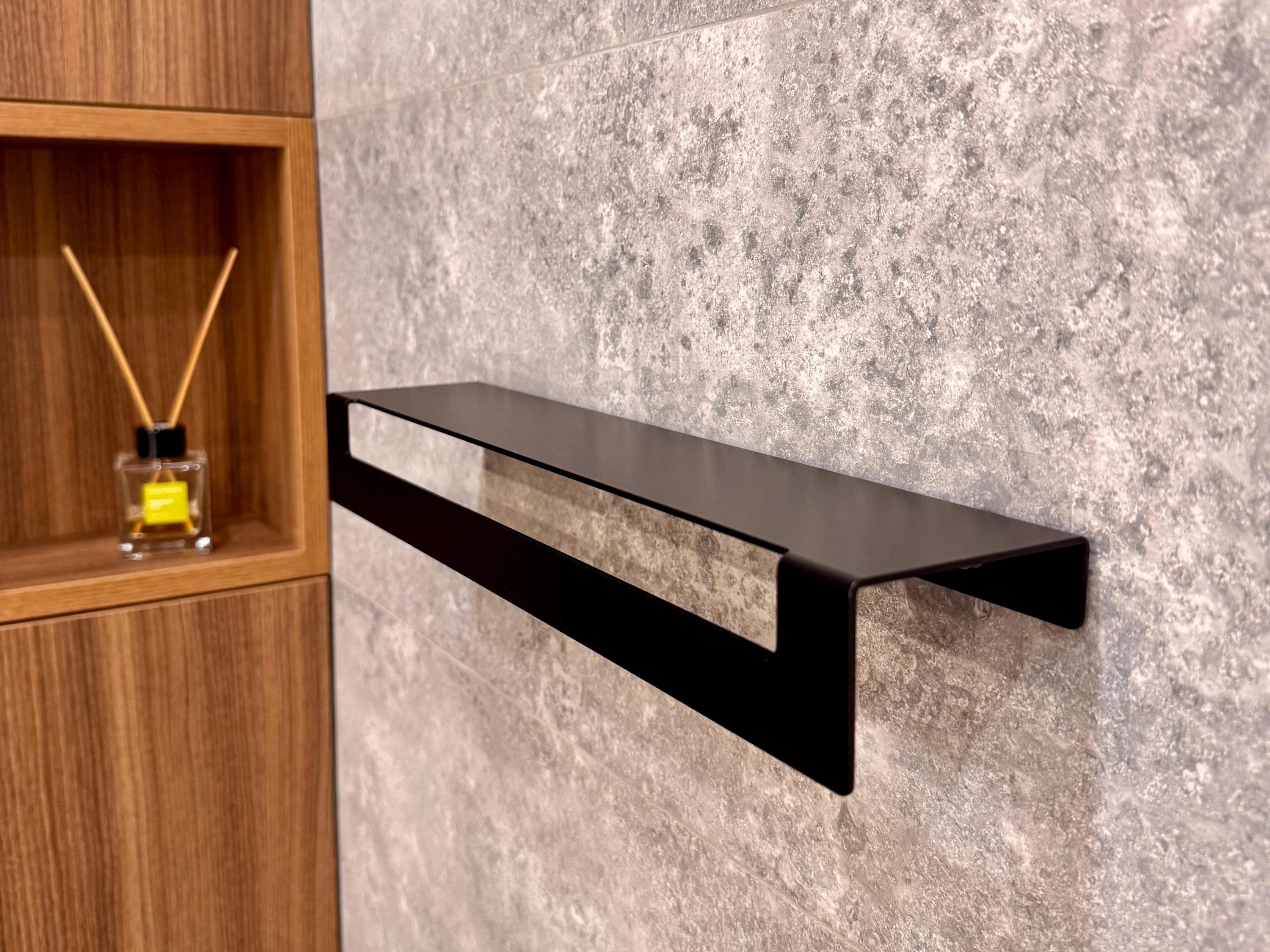 Wide Aluminum Floating Shelf for Bathroom With Towel Holder — 7