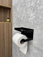Aluminum Toilet Paper Holder with Shelf for Phone