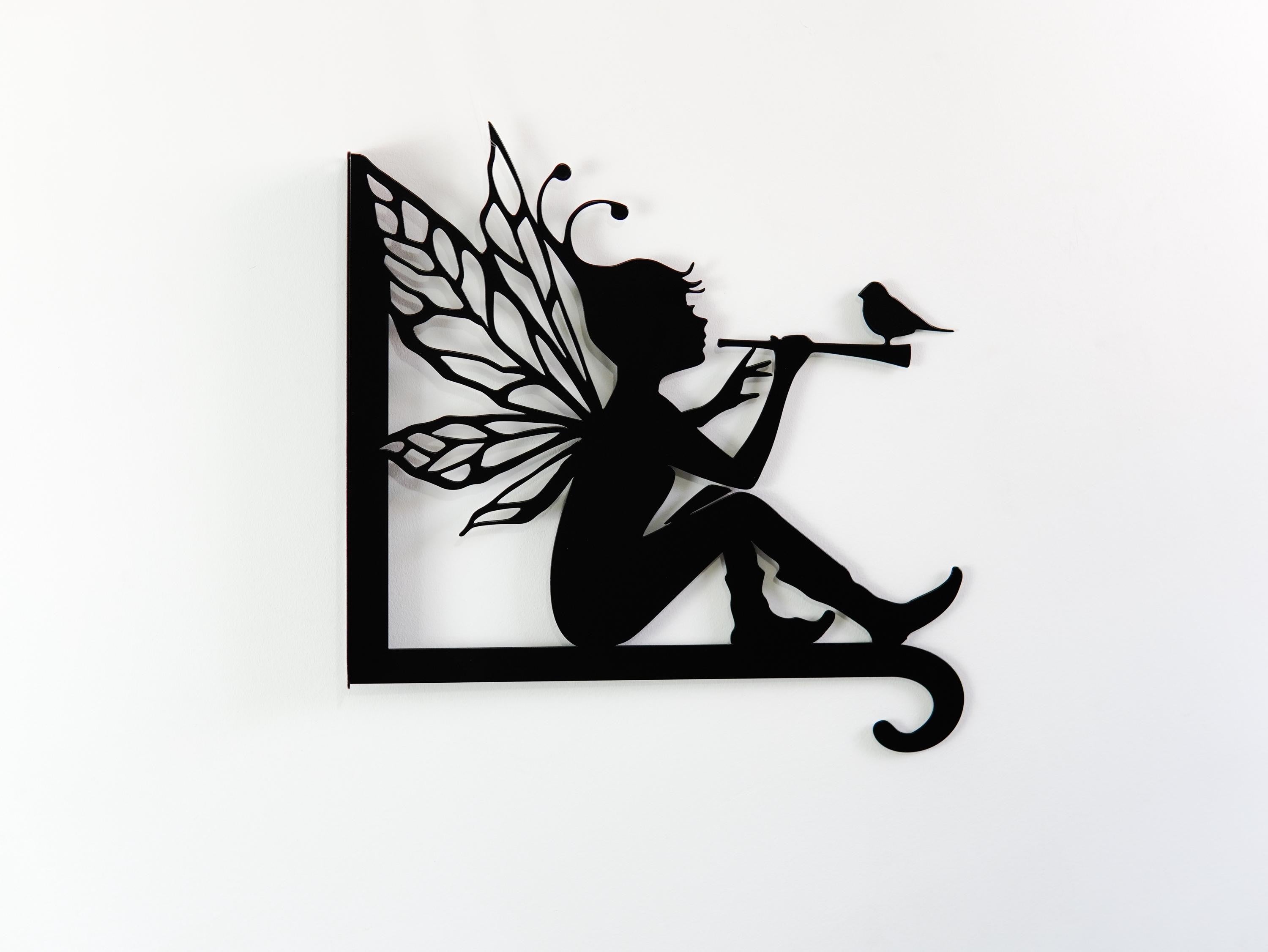 Elf with a Flute Metal Outdoor Plant Hanger and Wall Hook — 3
