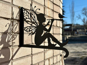 Elf with a Flute Metal Outdoor Plant Hanger and Wall Hook