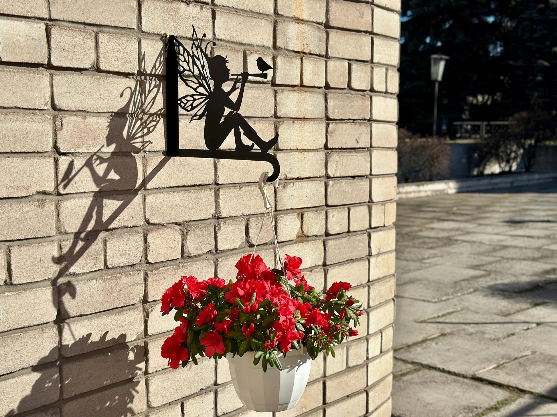 Elf with a Flute Metal Outdoor Plant Hanger and Wall Hook — 2