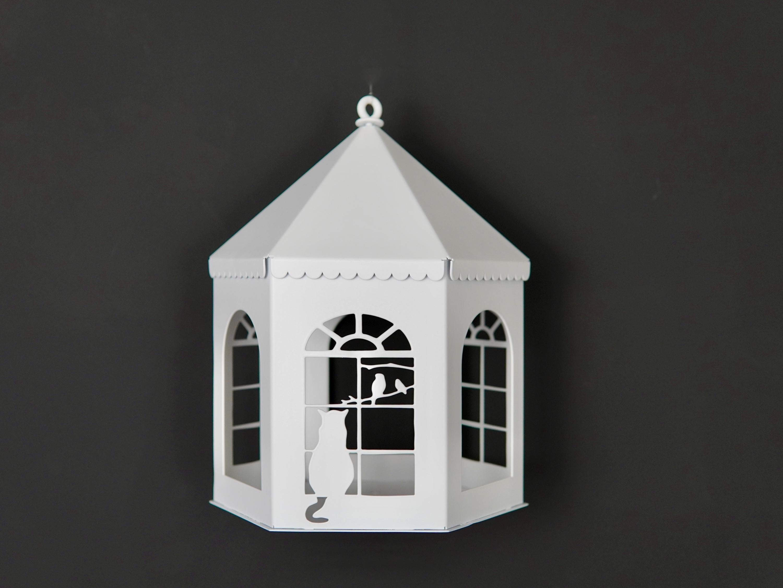 Metal Lantern with Cat and Birds — 10
