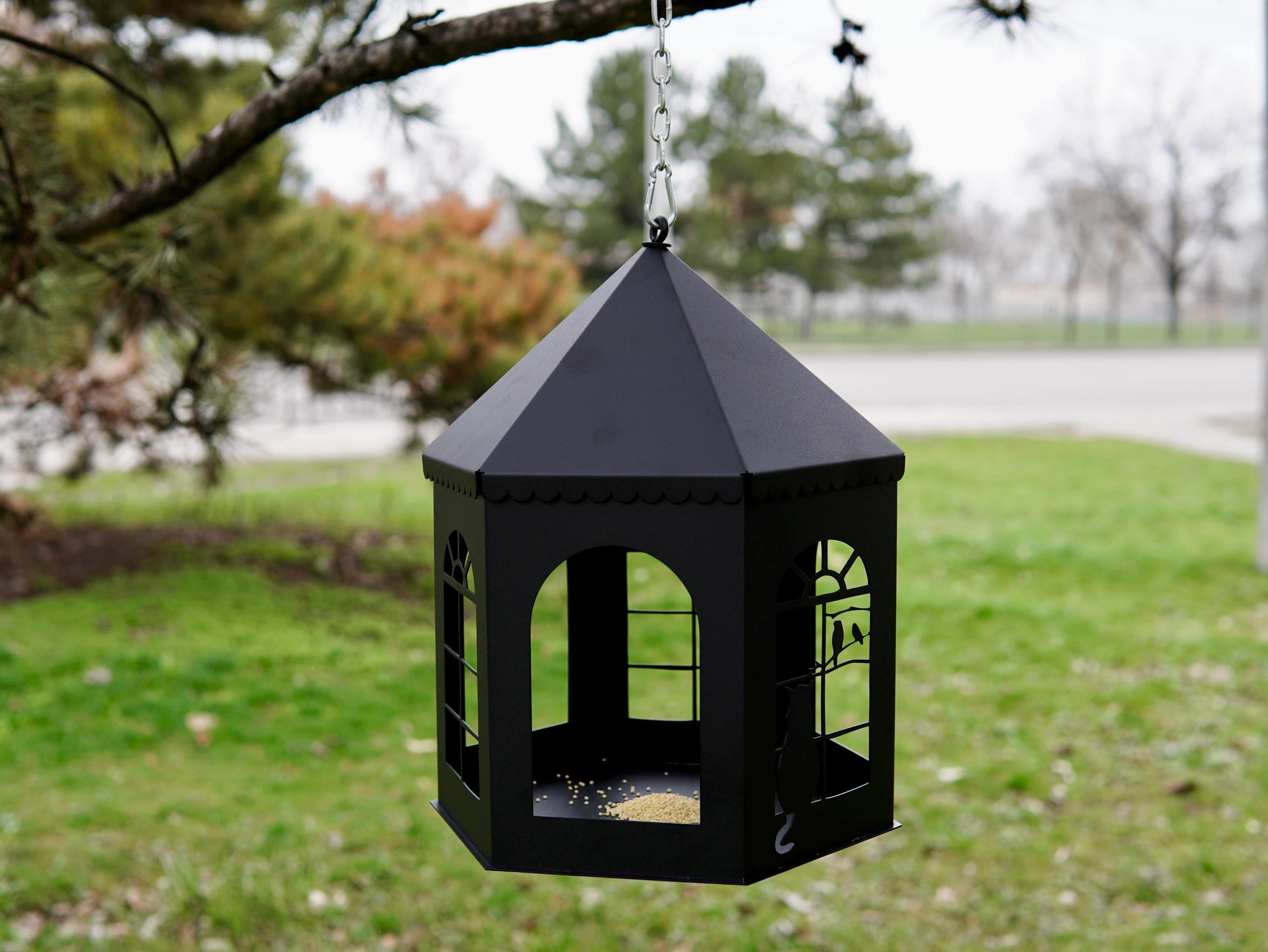 Metal Lantern with Cat and Birds — 8