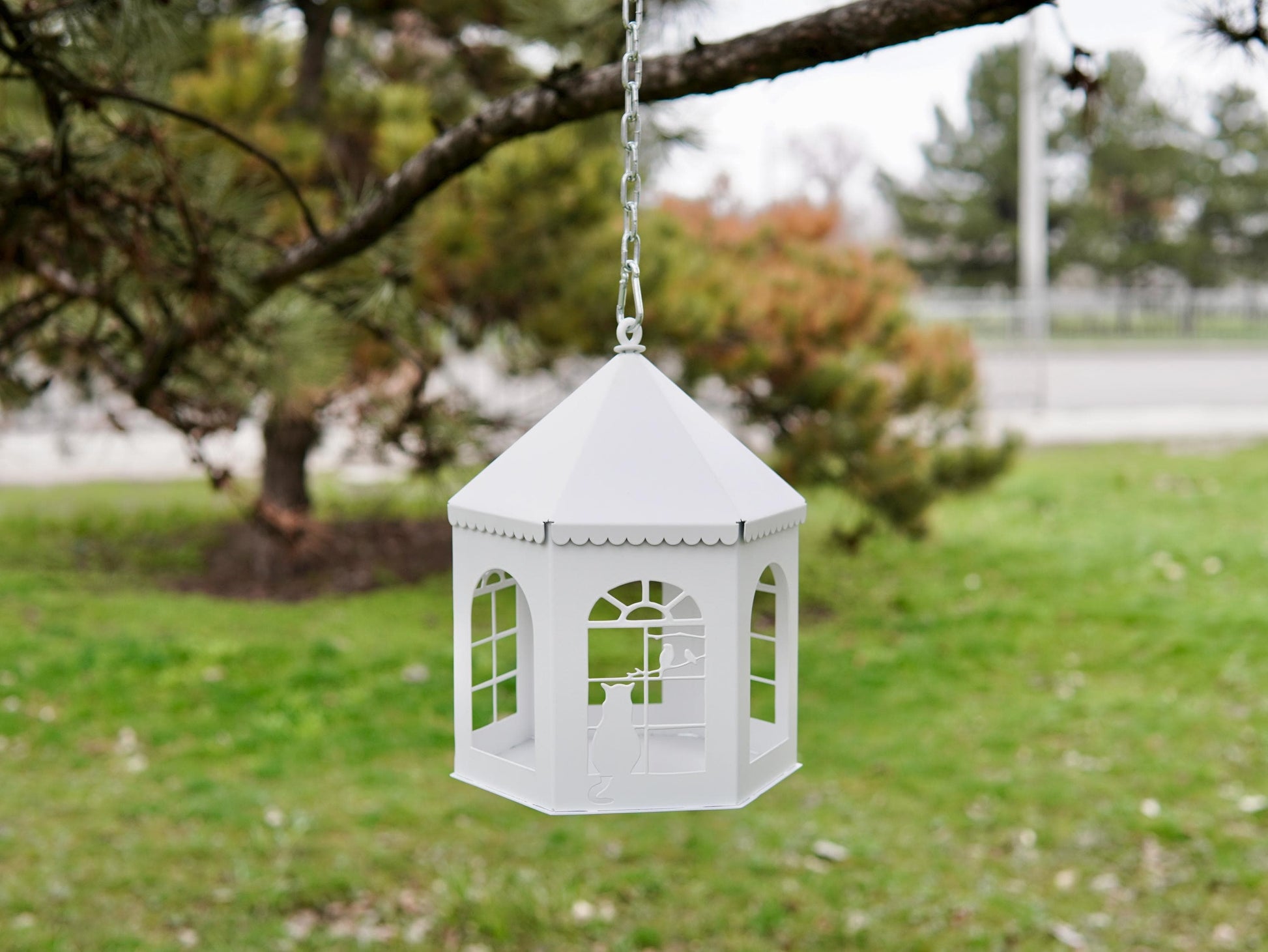 Metal Lantern with Cat and Birds — 7