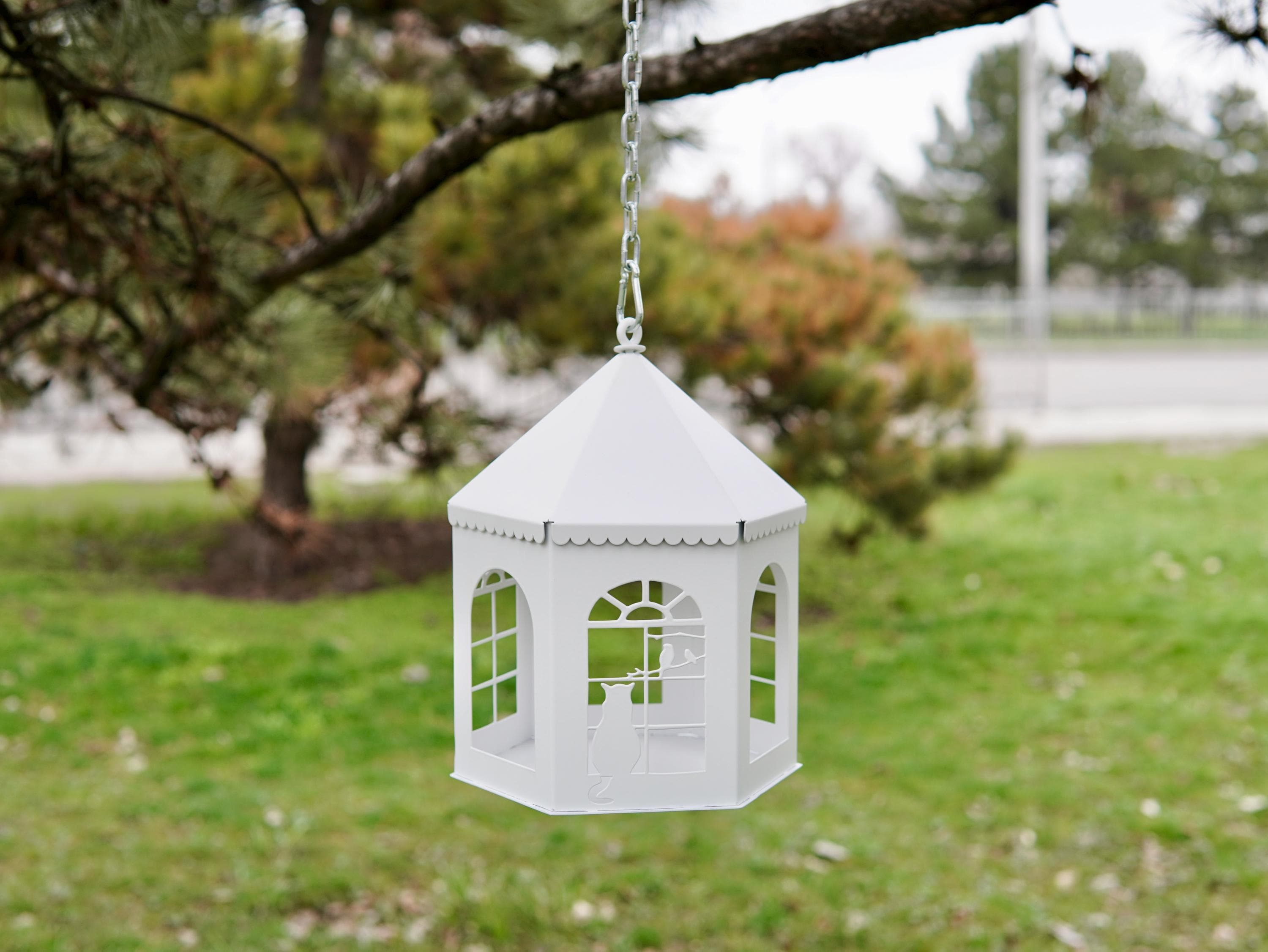 Metal Lantern with Cat and Birds — 7