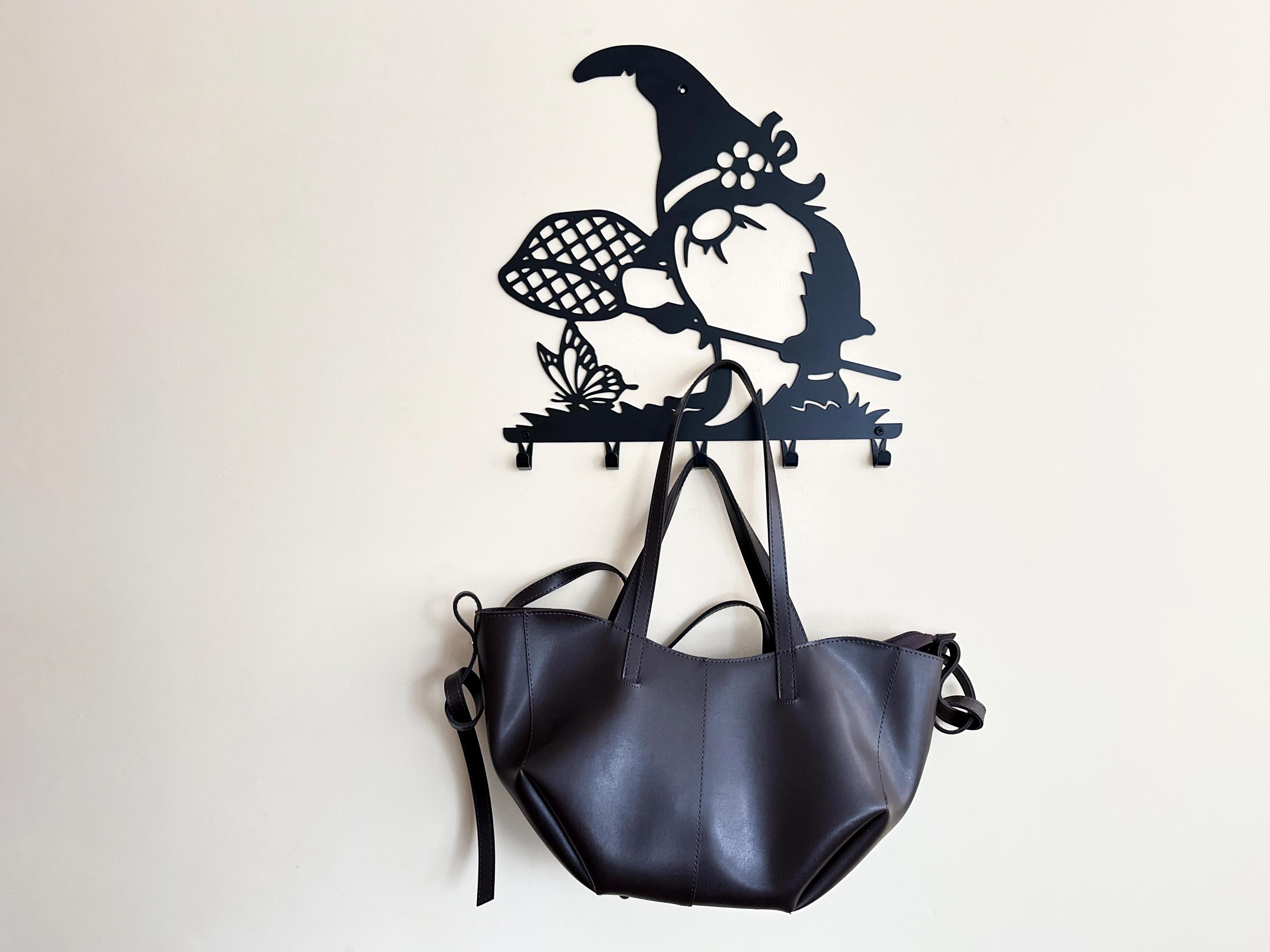 Gnome Chasing Butterflies Metal Coat Hook Rack