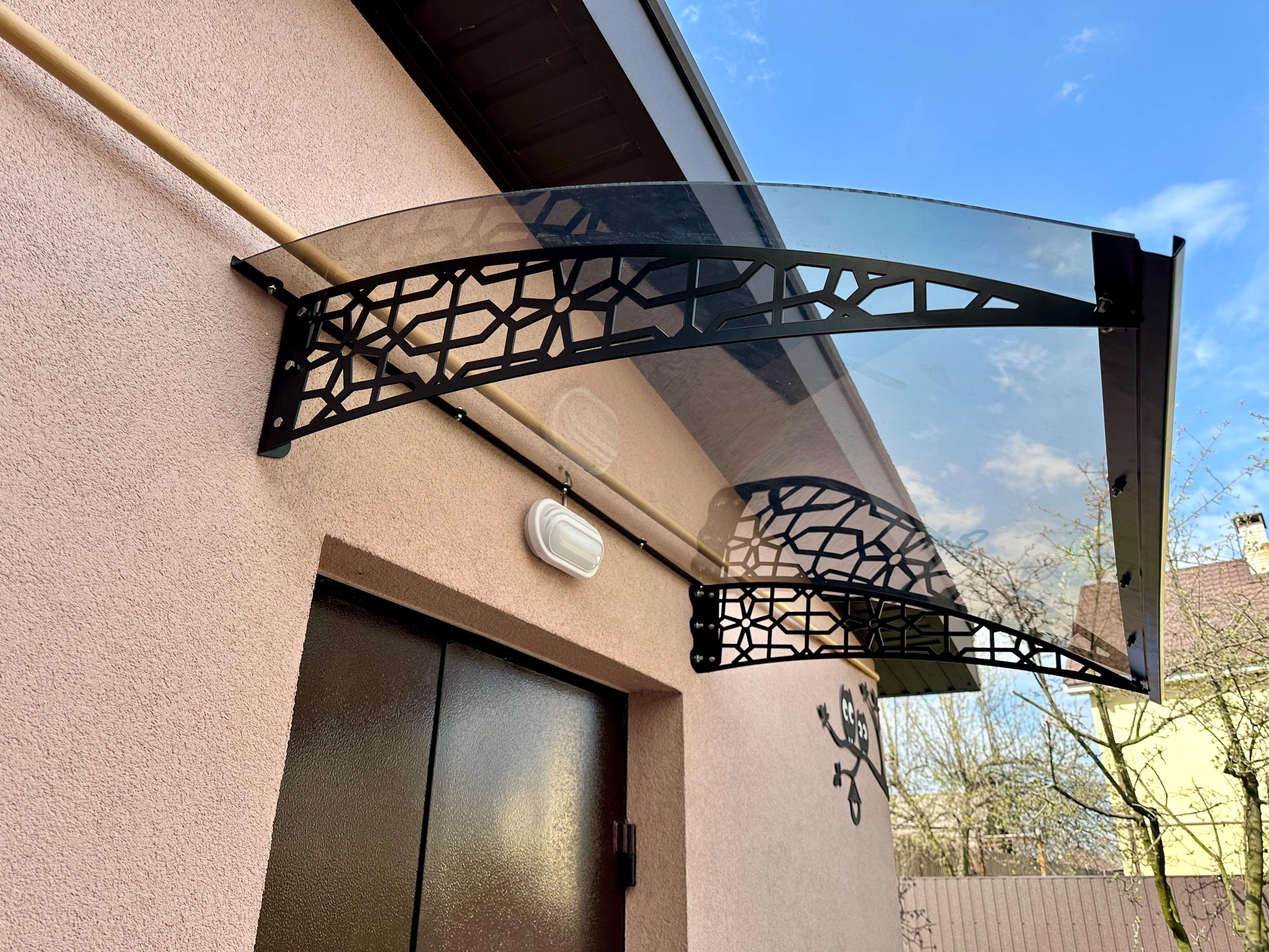 Metal Door Awning with Modern Brackets